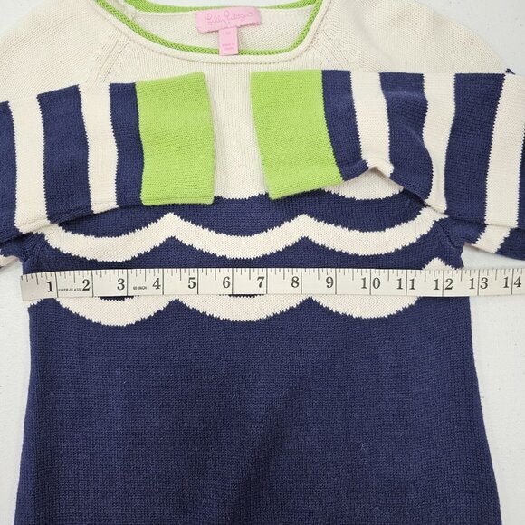 Lilly Pulitzer Girls Sweater Dress Youth 10 Navy Ivory Green Wedding Guest Party - Picture 6 of 9